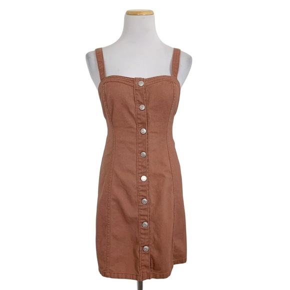 Pacsun Denim Dress Button Front Retro Size Small Cotton Sundress - Picture 1 of 16